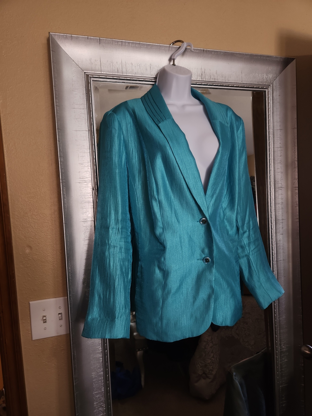 Talbots Teal Shimmery Notch-Lapel Blazer